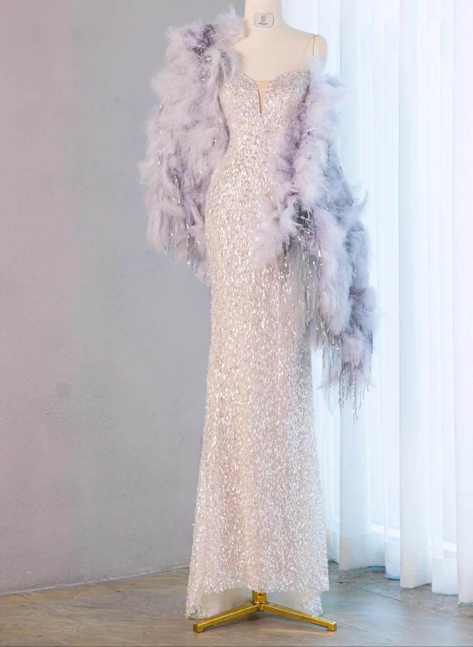 Elegant Silver Sweetheart Mermaid Sequins Long Prom Dresses Formal Evening Gowns ED03191