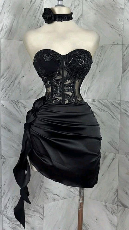 Wunderschönes dunkelolivgrünes herzförmiger Ausschnitt A-Linie Satin Tüll Kurzes Ballkleid Homecoming-Kleid ED02575