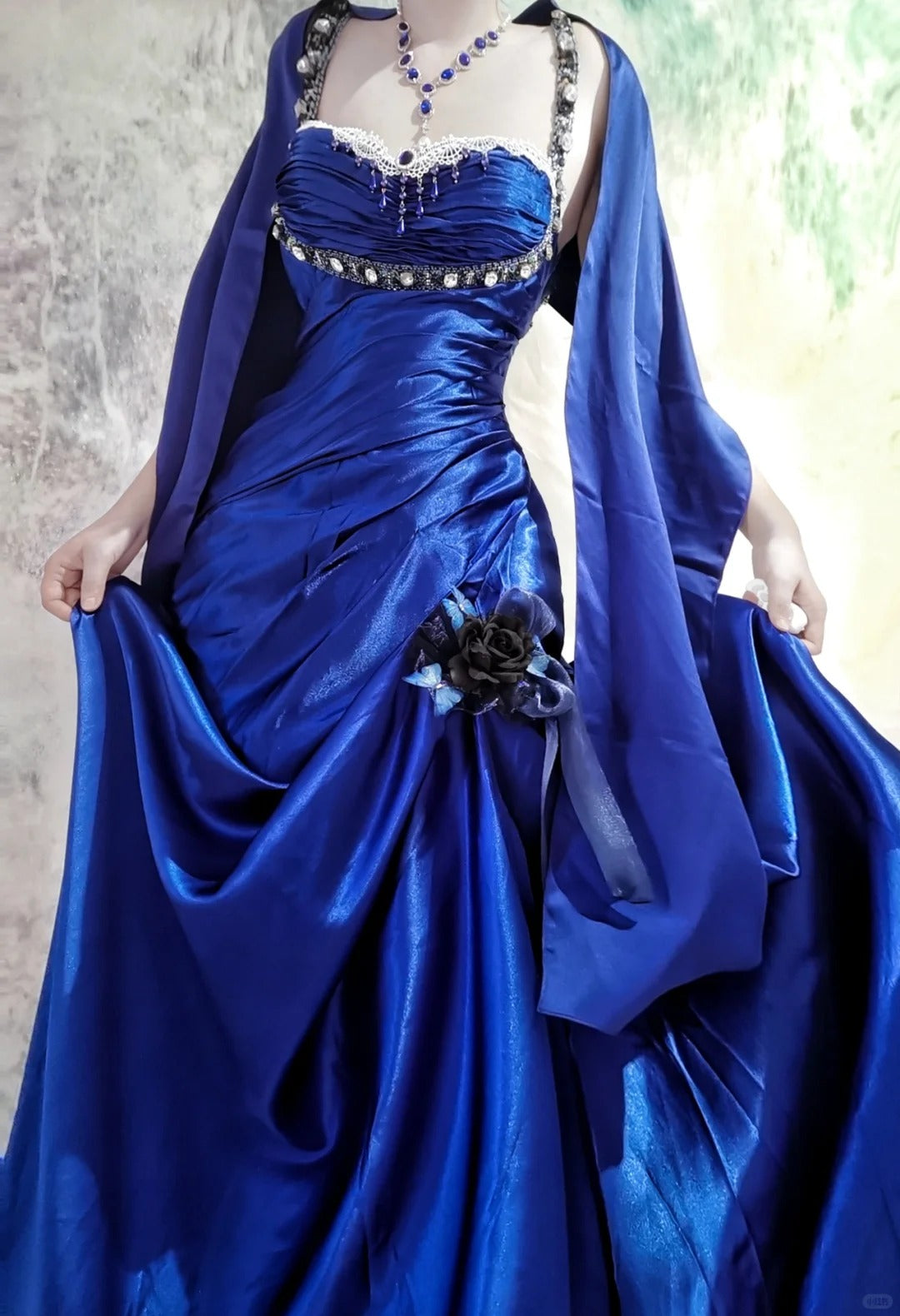 Superbe robe de soirée longue en satin fuchsia, style sirène, sans bretelles, ED02613