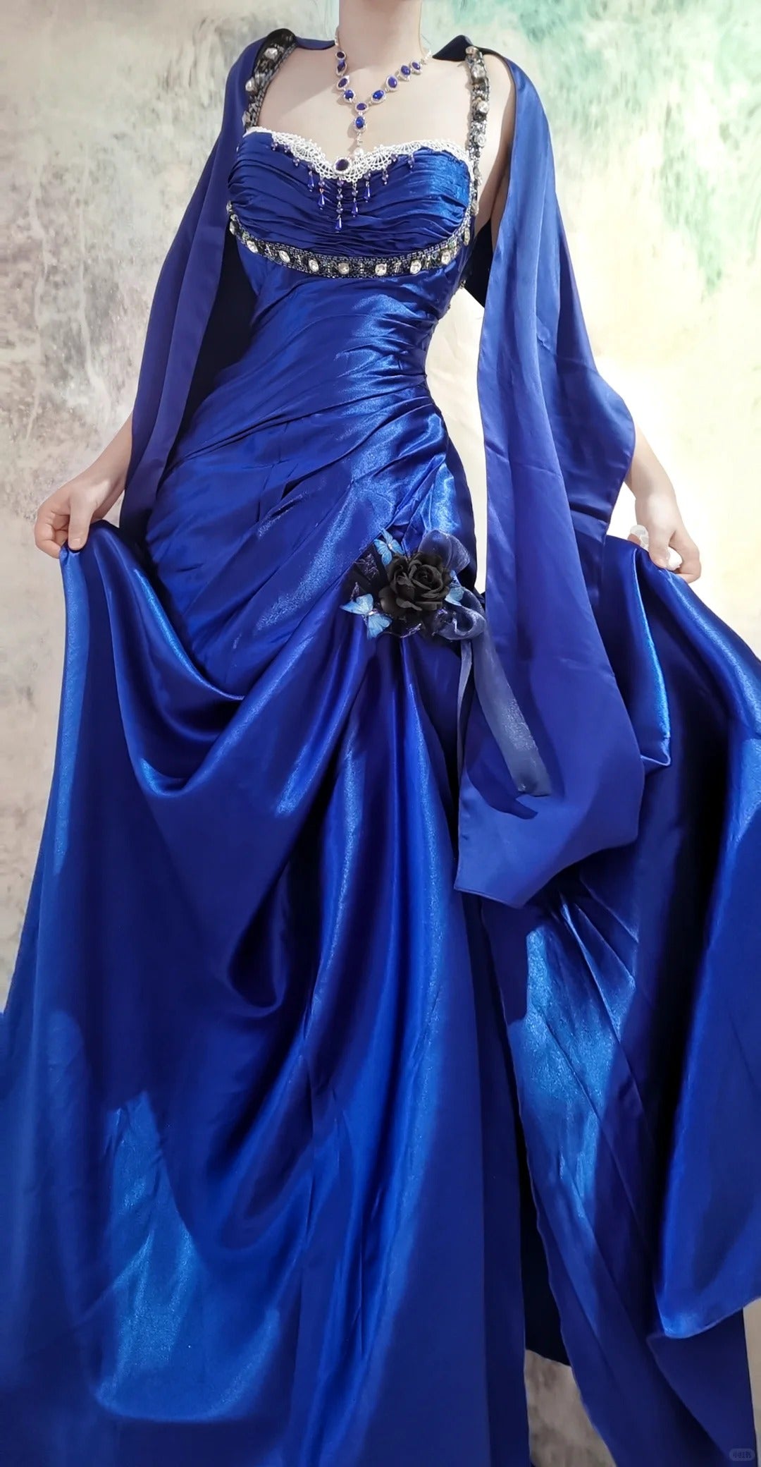 Superbe robe de soirée longue en satin fuchsia, style sirène, sans bretelles, ED02613