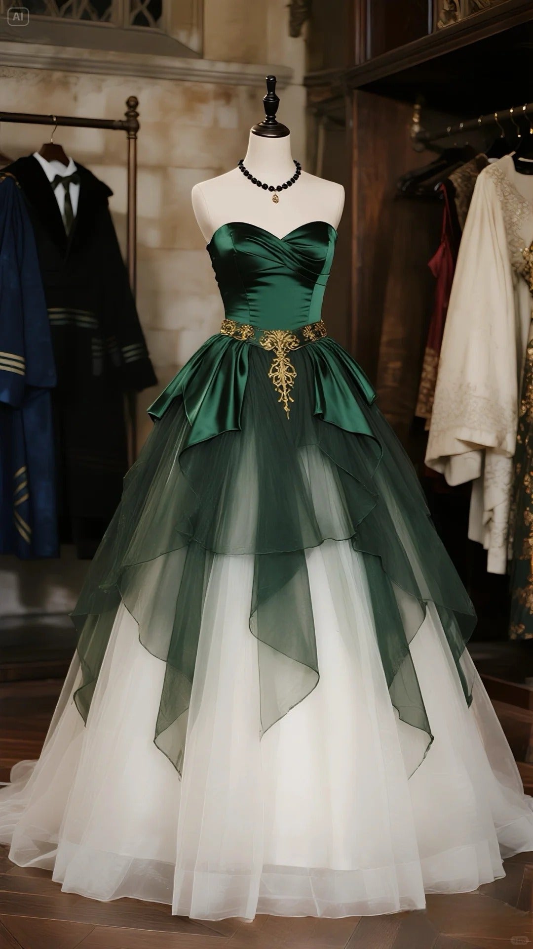 Elegant Dark Fairytale Green Sweetheart Neck Satin Tulle Ball Gown Quinceanera Dresses, Sweet 16 Dress ED03221