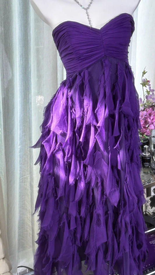 Glamour Purple Sweetheart Neck Sheath Chiffon Short Prom Dresses Sweet Birthday Party Dress ED03246