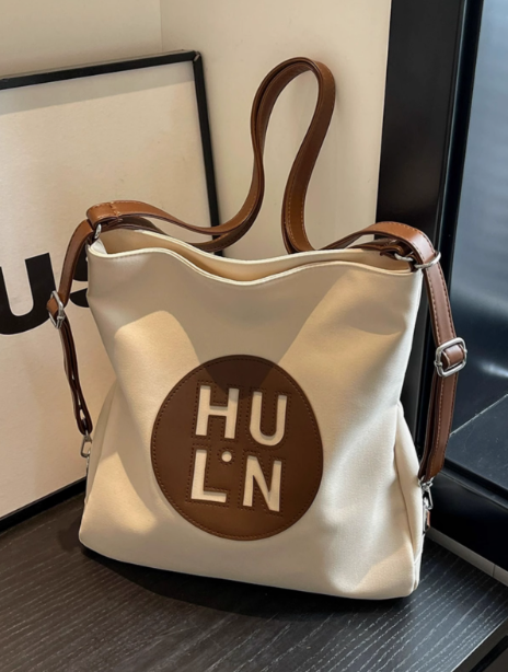 Large Capacity Commuter Shoulder Tote Bag Canvas Backpack ED0325