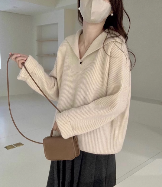 Herbst und Winter Revers Waschbär Fleece Pullover ED0330