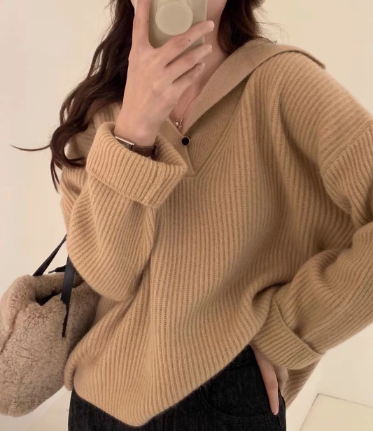 Herbst und Winter Revers Waschbär Fleece Pullover ED0330