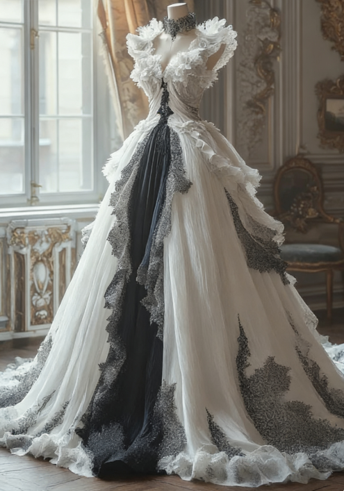 Stunning White V-Neck A-Line Chiffon Long Prom Dresses Elegant Wedding Dress ED03339