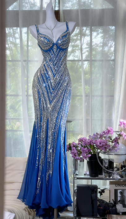 Superbe robe de soirée longue en satin fuchsia, style sirène, sans bretelles, ED02613