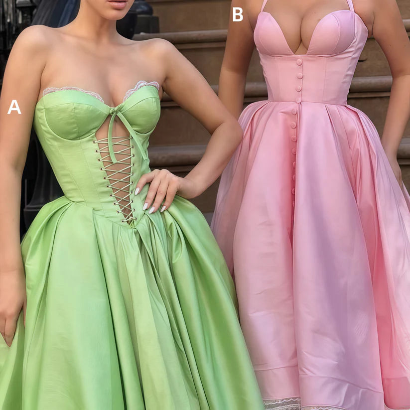 Wunderschönes dunkelolivgrünes herzförmiger Ausschnitt A-Linie Satin Tüll Kurzes Ballkleid Homecoming-Kleid ED02575