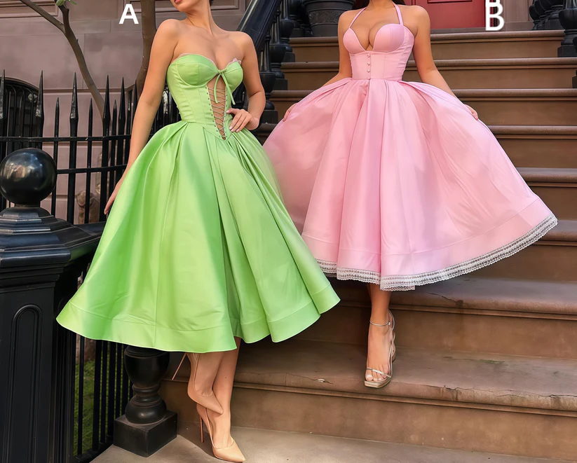 Wunderschönes dunkelolivgrünes herzförmiger Ausschnitt A-Linie Satin Tüll Kurzes Ballkleid Homecoming-Kleid ED02575