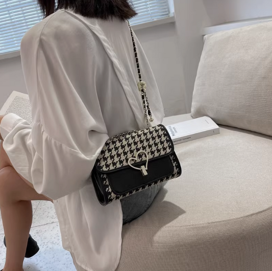 Sac à bandoulière polyvalent à motif pied-de-poule, tendance et tendance, ED0344