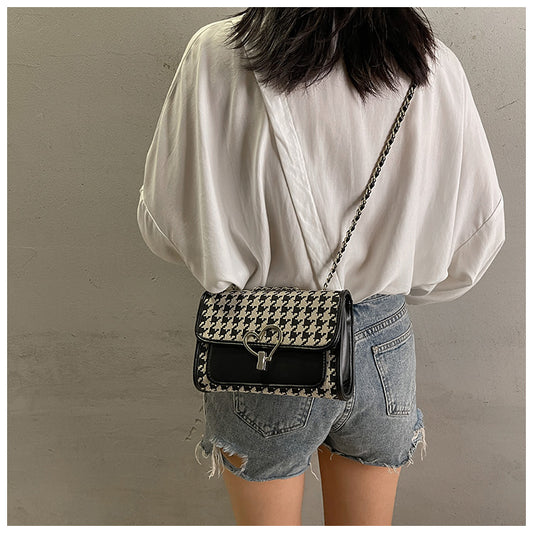 Sac à bandoulière polyvalent à motif pied-de-poule, tendance et tendance, ED0344