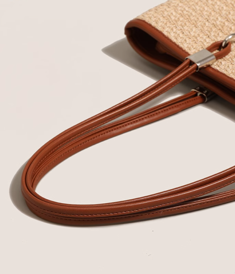 Large Capacity Beach Grass Woven Commuter shoulder bag ED0345
