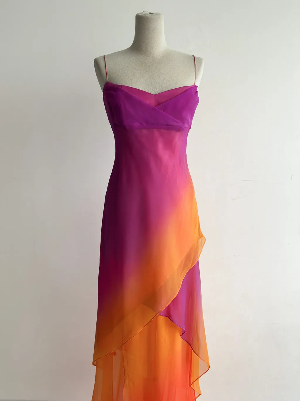 Gorgeous Purple Spaghetti Strap Sheath Chiffon Long Prom Dresses, Vintage Party Dresses ED03461