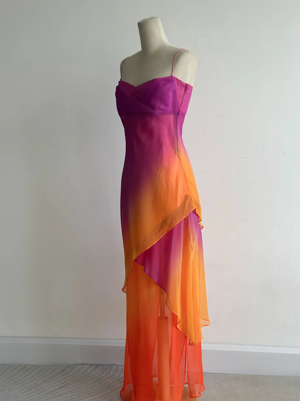 Gorgeous Purple Spaghetti Strap Sheath Chiffon Long Prom Dresses, Vintage Party Dresses ED03461