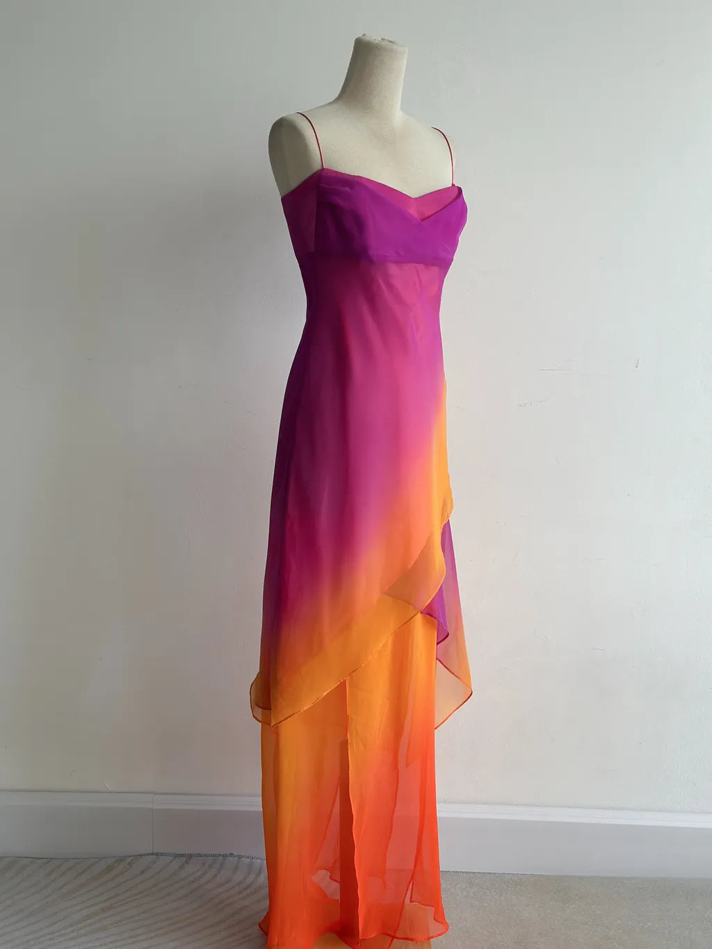 Gorgeous Purple Spaghetti Strap Sheath Chiffon Long Prom Dresses, Vintage Party Dresses ED03461
