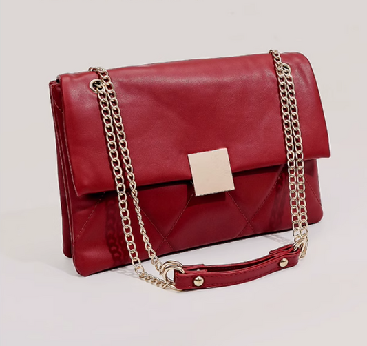 Rote Nischen-Umhängetasche mit Kette ED0347