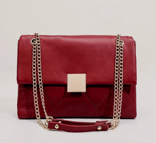 Rote Nischen-Umhängetasche mit Kette ED0347