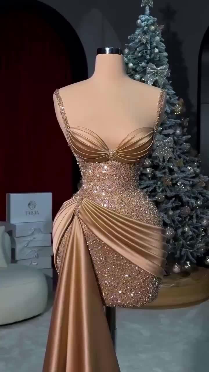 Superbe robe de soirée longue en satin fuchsia, style sirène, sans bretelles, ED02613