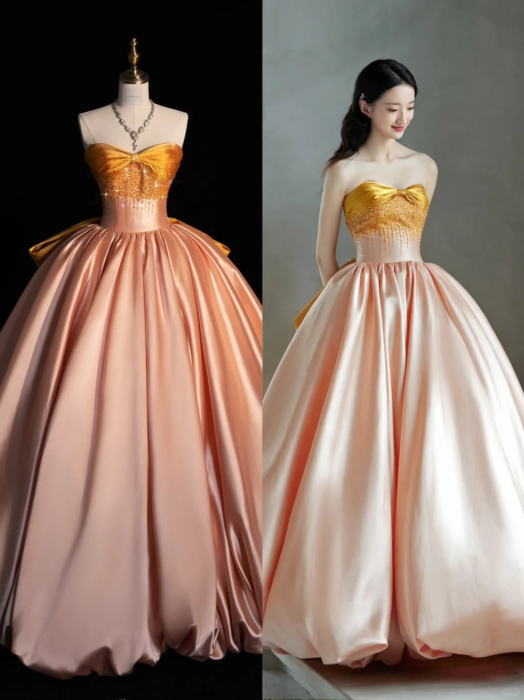 Superbe robe de soirée longue en satin fuchsia, style sirène, sans bretelles, ED02613