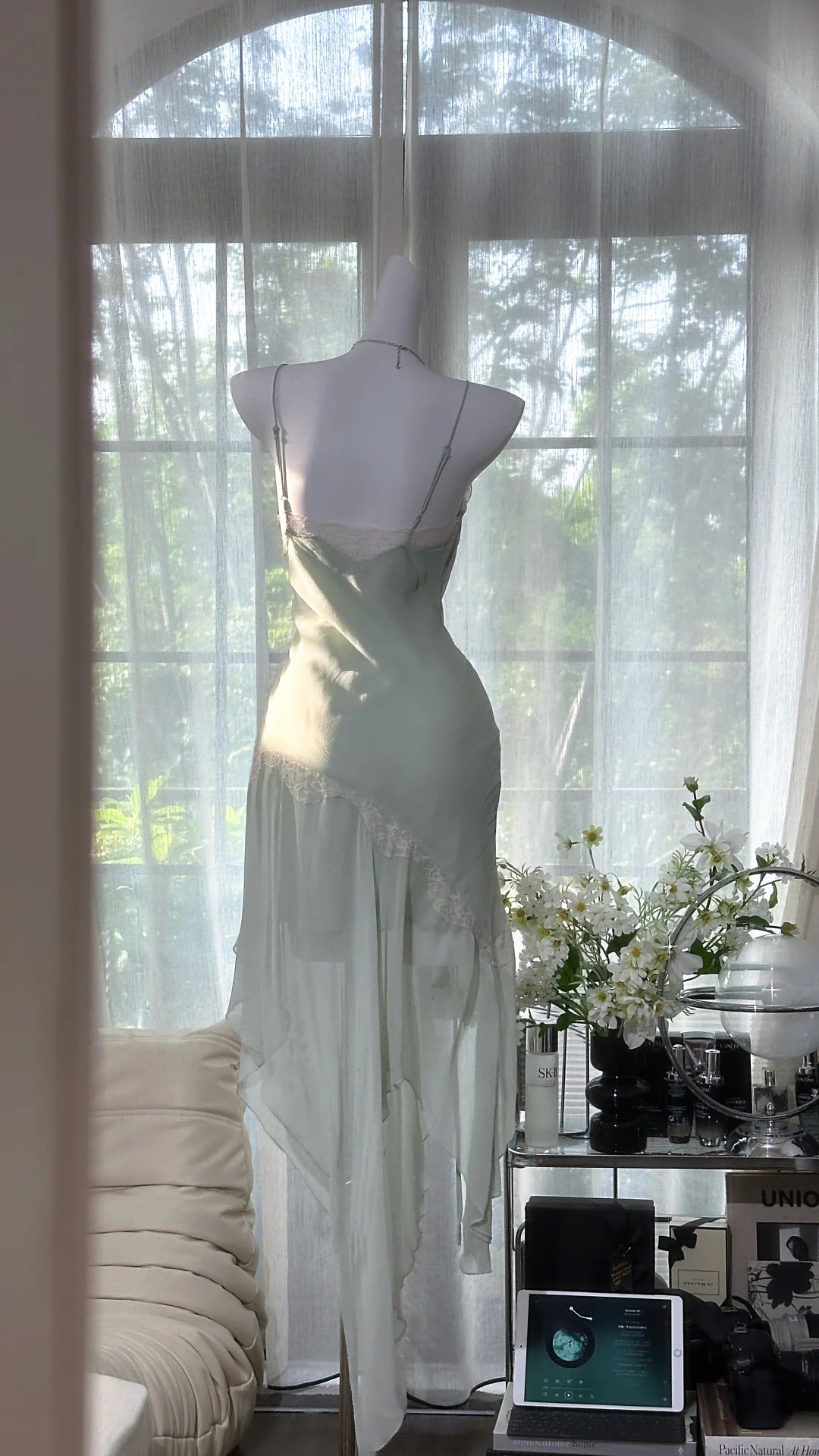 Sexy Grey Green Spaghetti Strap Women's Dress ED03554