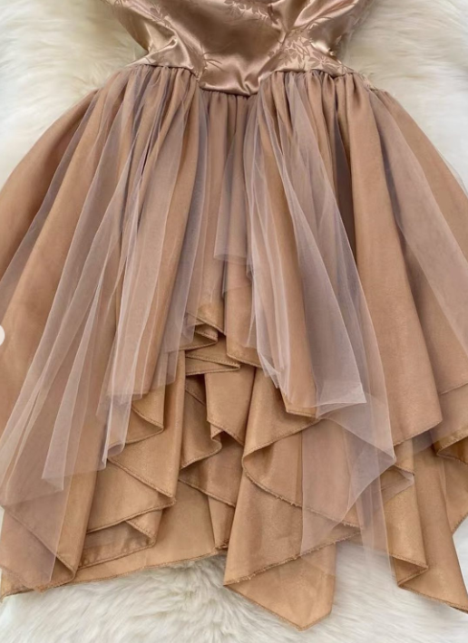 Strapless Champagne Graduation Dress Elegant A-Line Short Birthday Dress Party Dress ED03555
