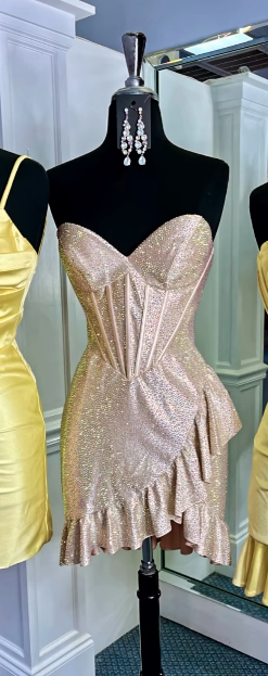 Sweet Glitter 18th Birthday Dress Sweetheart Sheath Short Homecoming Dress ED03557