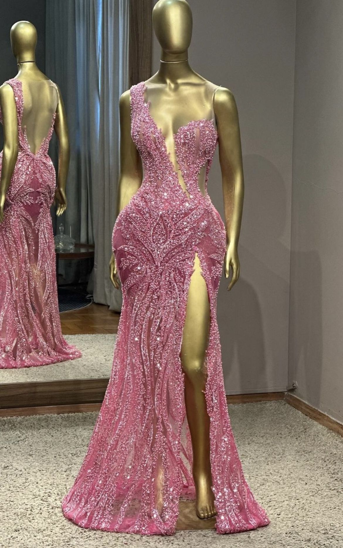 Superbe robe de soirée longue en satin fuchsia, style sirène, sans bretelles, ED02613