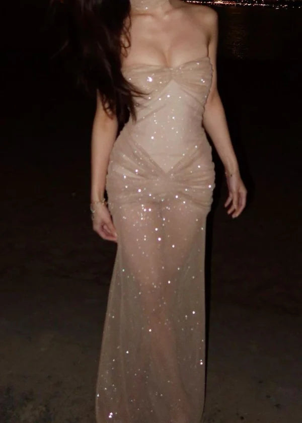 Superbe robe de soirée longue en satin fuchsia, style sirène, sans bretelles, ED02613