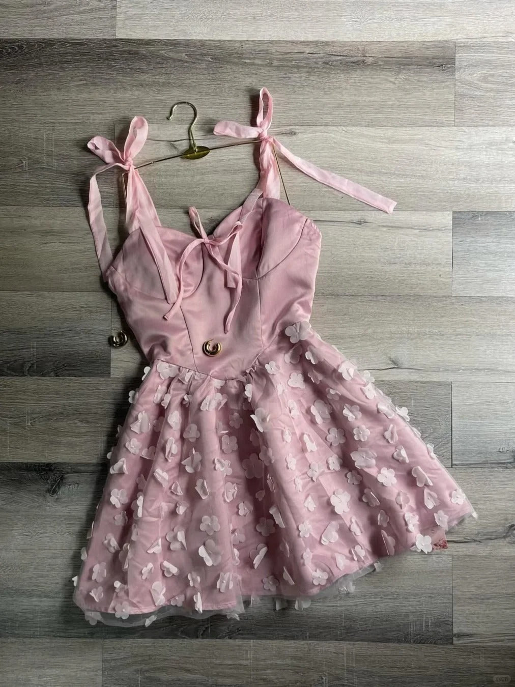 Fashion Pink A-line Birthday Dress Strap Tulle Satin Short Homecoming Dress Party Dress ED03756