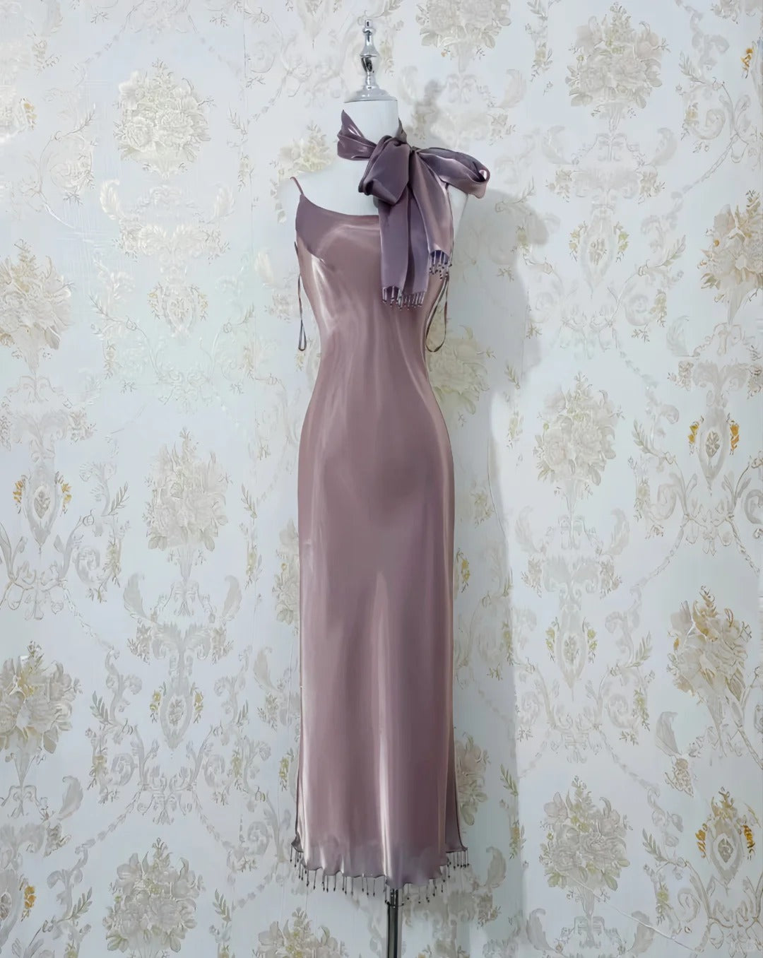 Superbe robe de soirée longue en satin fuchsia, style sirène, sans bretelles, ED02613