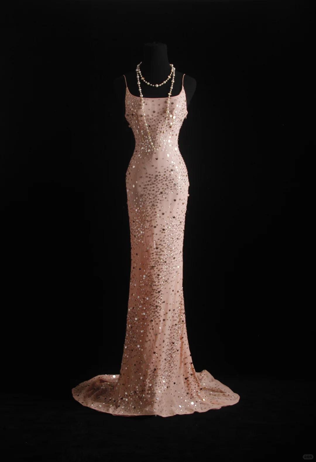 Pink Vintage Mermaid Spaghetti Strap Long Evening Gown Gorgeous Sequin Chiffon Formal Dress Prom Dress ED03798