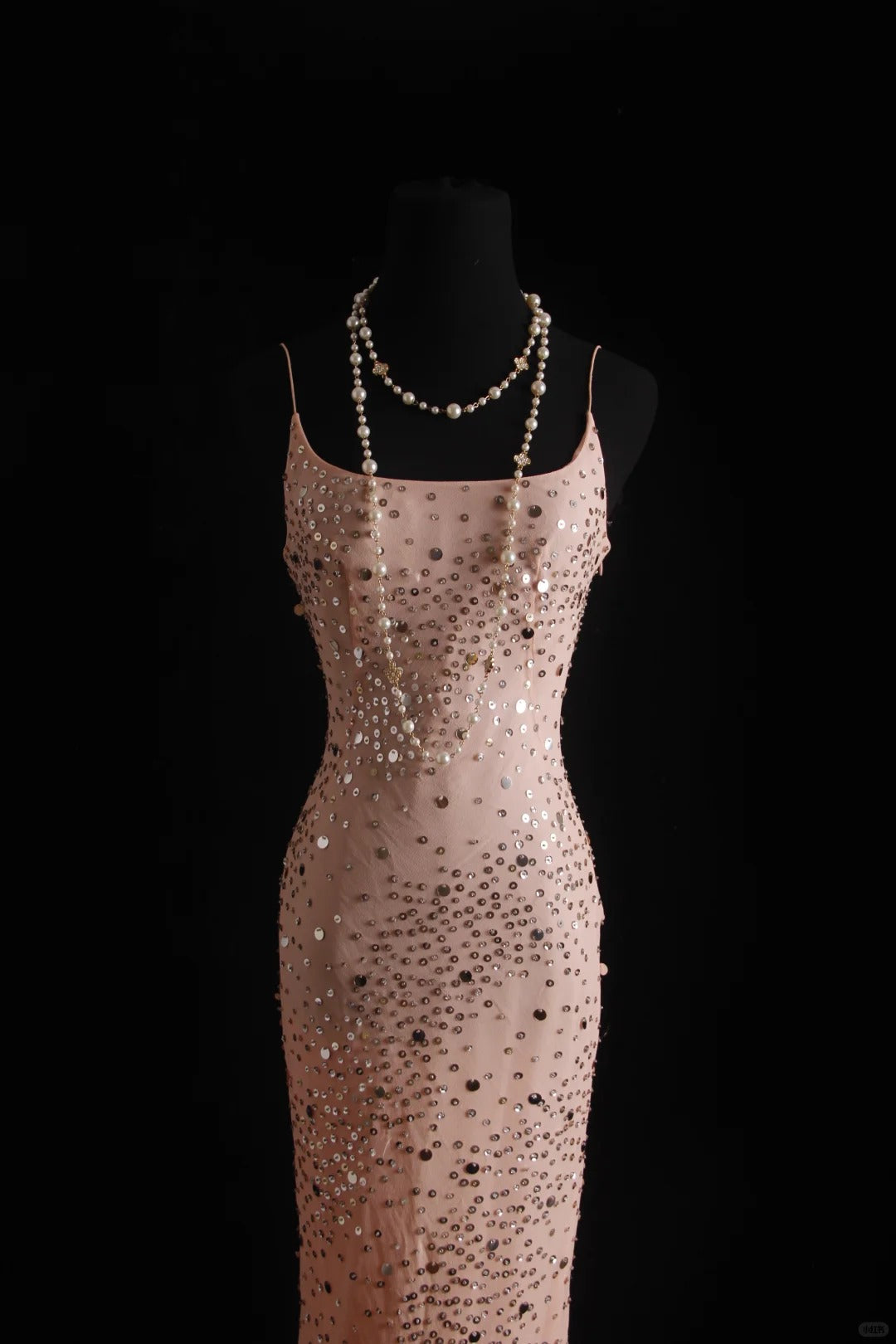 Pink Vintage Mermaid Spaghetti Strap Long Evening Gown Gorgeous Sequin Chiffon Formal Dress Prom Dress ED03798