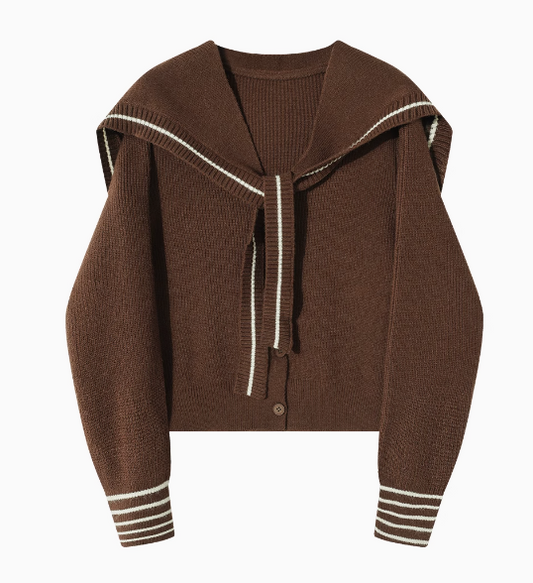 Chanel Navy Collar Shawl Knit Cardigan ED0384