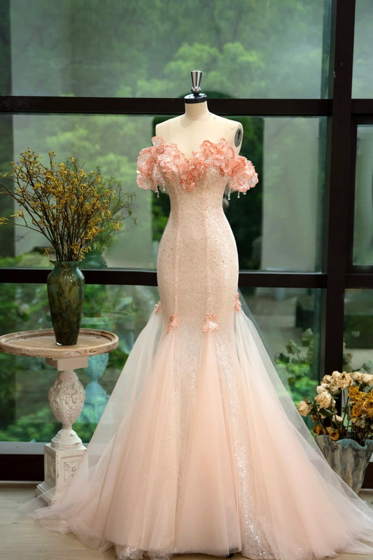 Superbe robe de soirée longue en satin fuchsia, style sirène, sans bretelles, ED02613