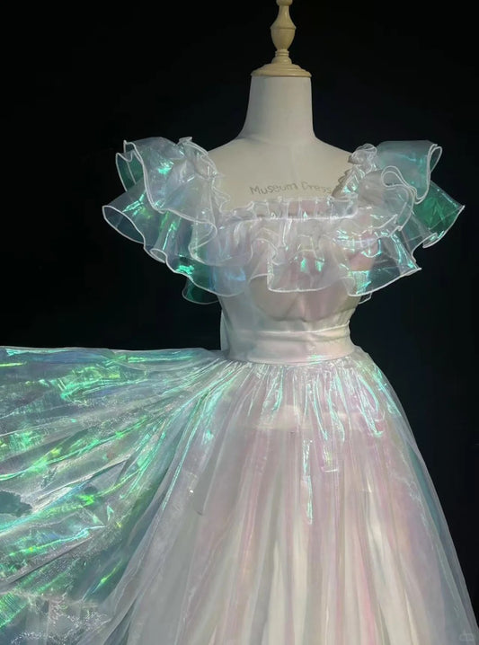 Vintage Colorful Ball Gown Square Neck Party Dress Chiffon Homecoming Outfit Elegant Birthday Dress ED03888