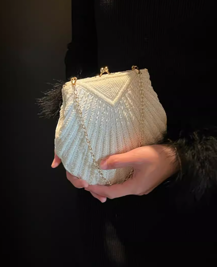 Chic Beige Wedding Bag Vintage Banquet Party Handbag ED03927