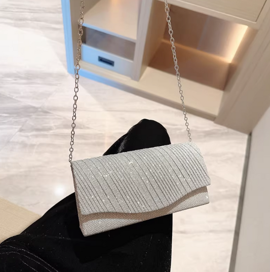 Zartrosa kleine quadratische Tasche gestrickte Kettentasche ED01434