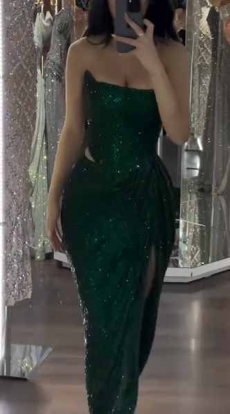 Superbe robe de soirée longue en satin fuchsia, style sirène, sans bretelles, ED02613