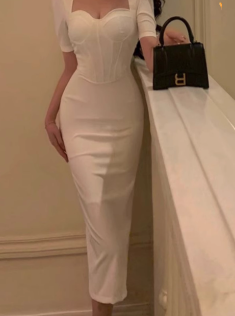 Robe coupe slim française à manches cinq-quarts ED0400