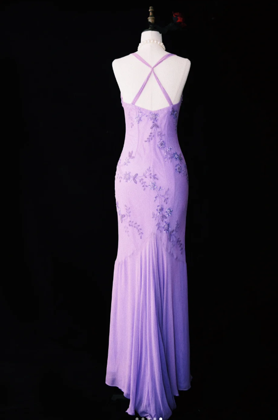 Superbe robe de soirée longue en satin fuchsia, style sirène, sans bretelles, ED02613