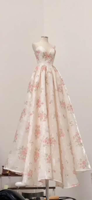 Sexy Sweetheart A-Line Floral Chiffon Long Prom Dresses, Formal Evening Dresses ED04027