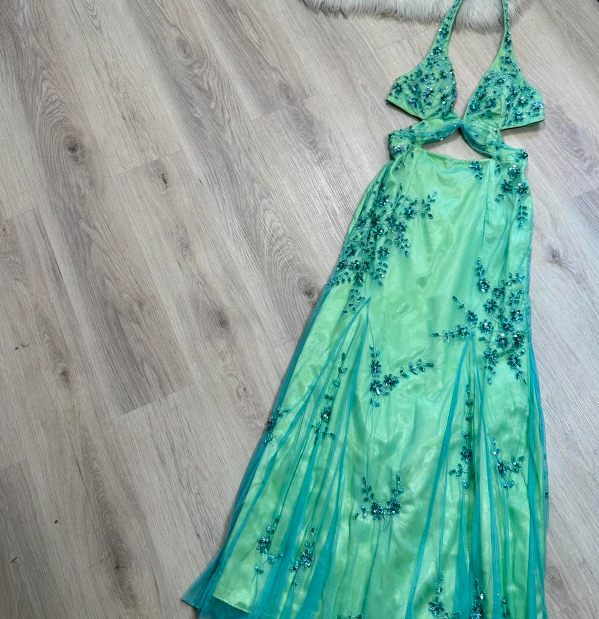 green beaded backless dress Micas Women's Sexy Linen Beaded Backless Cut Out Sleeveless A-Line Mini Dress, GREEN / S