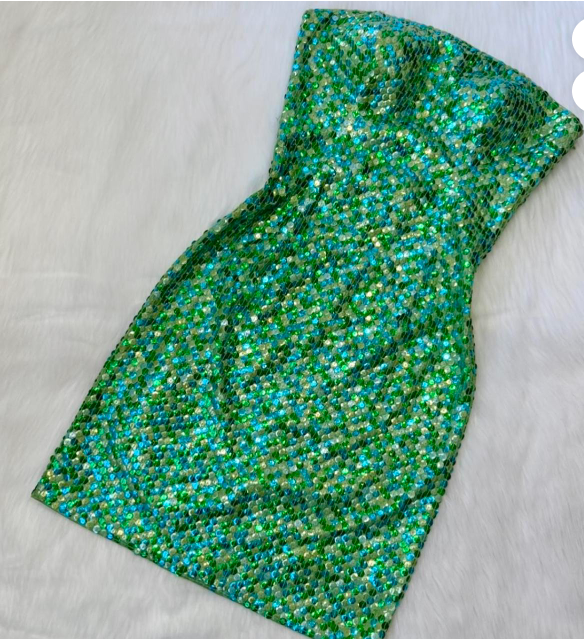 Sparkly Sheath Formal Dress Strapless Short Prom Dress Turquoise Homecoming Dress ED04093