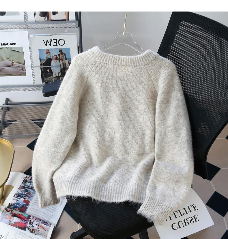 Sanfte Spitze Schnürung verdickte weiche Strickjacke ED0410