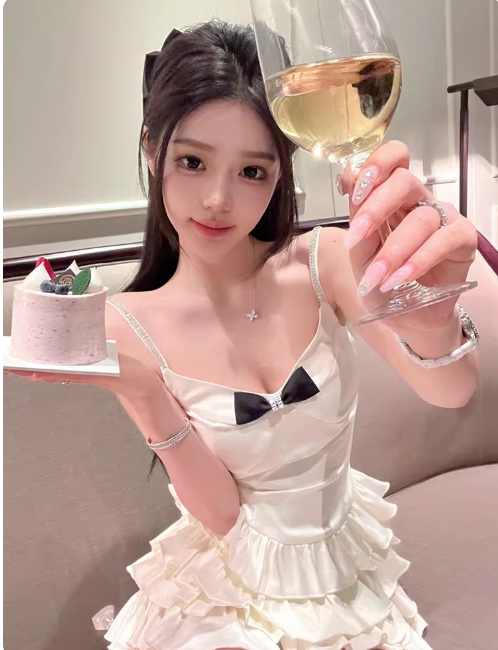Sweet Spaghetti Strap Ball Gown Satin Short Prom Dresses White Homecoming Dresses ED04136