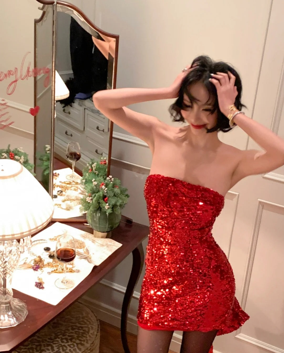 Sexy Strapless Bodycon Homecoming Dresses Sequin Burgundy Short Birthday Dresses ED04174