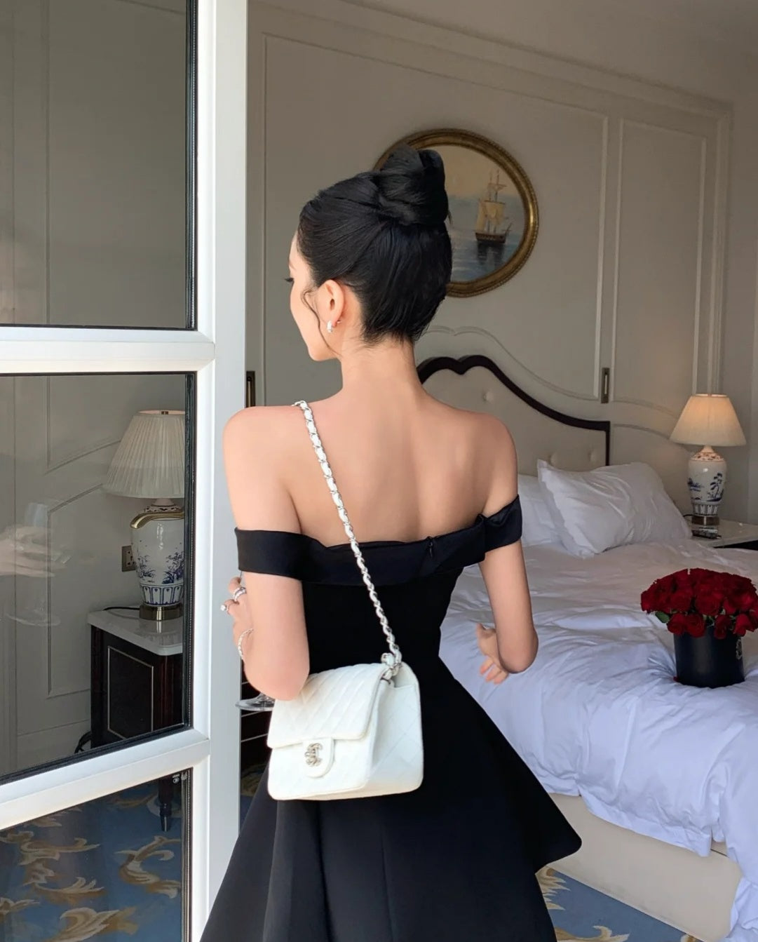 Sexy A-Line Homecoming Dresses, Satin Black Birthday Dresses, Off-the-shoulder Short Prom Dresses ED04175