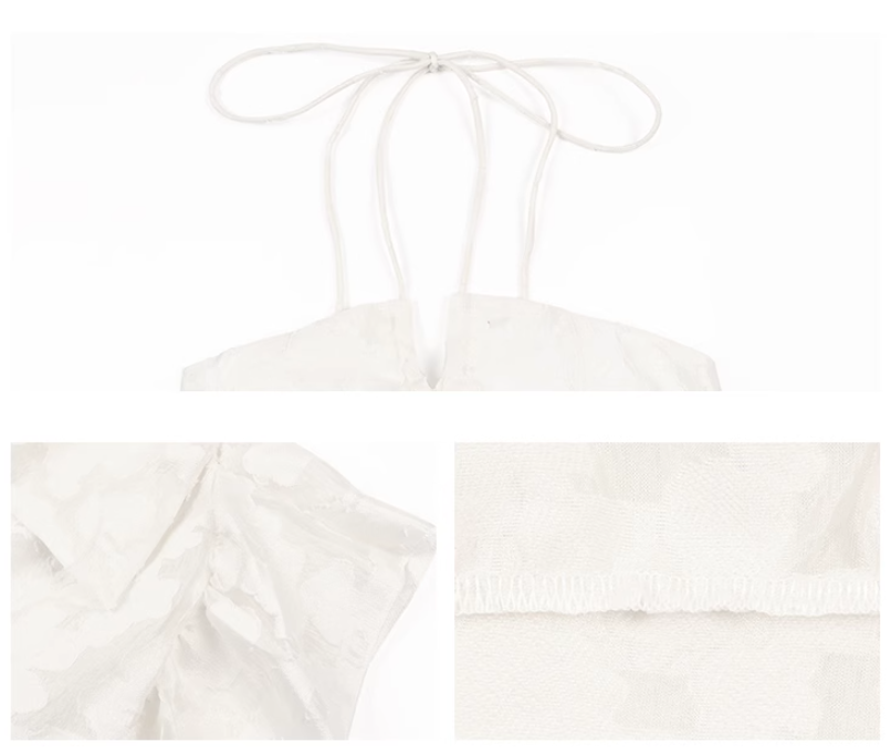 Strandurlaubsstil Französisches A-Linien-Neckholder-Rückenfreies langes Kleid ED0420