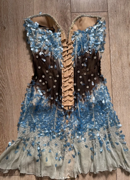 Vintage Sweetheart Sheath Chiffon Short Prom Dresses, Blue Homecoming Dresses ED04240