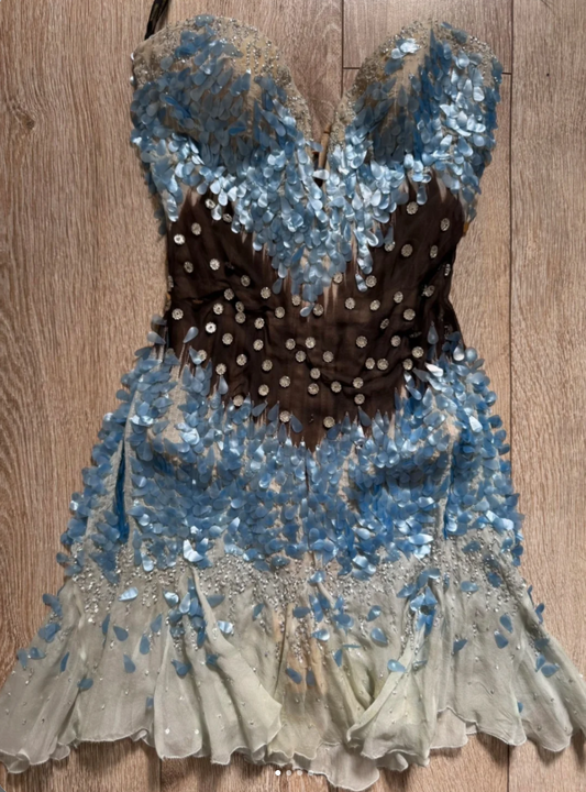 Vintage Sweetheart Sheath Chiffon Short Prom Dresses, Blue Homecoming Dresses ED04240